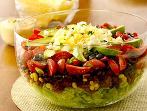 10 Layer Taco Salad with Spicy Chipotle Ranch Salad Dressing