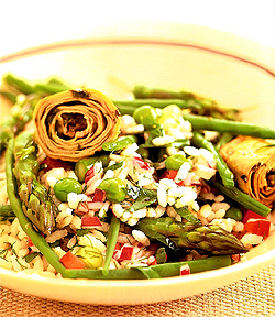 Arborio Rice with Spring Vegetables and Red Wine Vinaigrette
