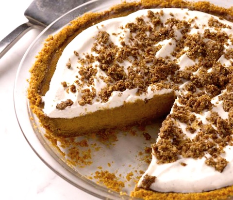 Bobby Flay's Pumpkin Pie with Cinnamon Crunch and Bourbon-Maple Whipped Cream