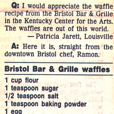 Bristol Bar and Grille Waffles with Honey Butter (1980's)