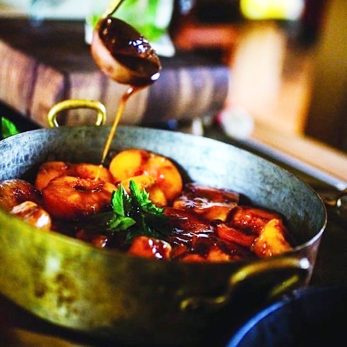 Caramelized Peaches with Mint and Almonds