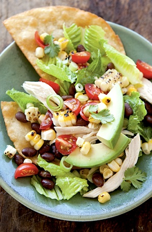 Chicken Tostada Salad with Lime Vinaigrette Dressing