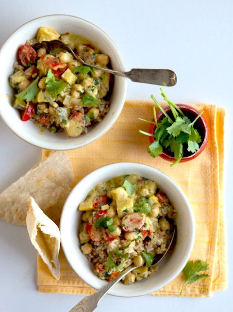 Chickpea Vegetable Stew with Brown Basmati Rice
