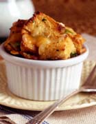 Green Chile Bread Puddings with Avocado Salsa