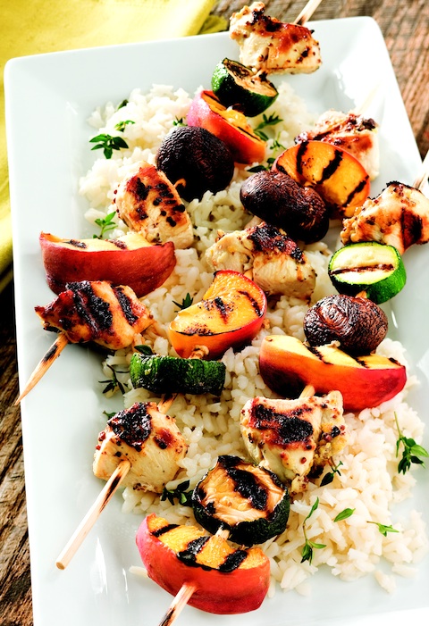 Chicken and Peach Kabobs with Orange-Thyme Marinade