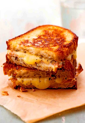 Grilled Ham and Cheese Sandwiches with Herb Pistou