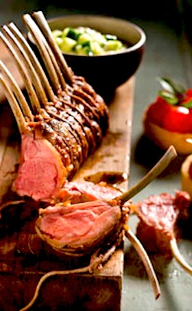 Roasted Rack of Lamb with Cucumber Yogurt