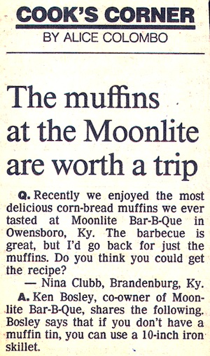 Moonlite Bar-B-Que's Cornbread Muffins (1980's)