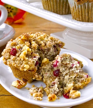 Nutty Cranberry Muffins with Streusel Topping