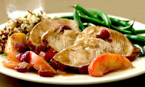 Pan Seared Turkey Medallions with Apple Cranberry Glaze