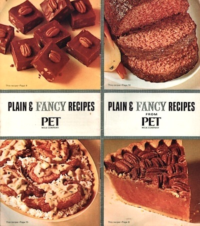 37 Recipes from the Booklet: Plain and Fancy Recipes, Pet (evaporated) Milk, 1960's