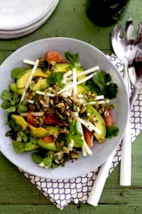 Salad of Grapefruit and Avocado with Toasted Pumpkin Seeds