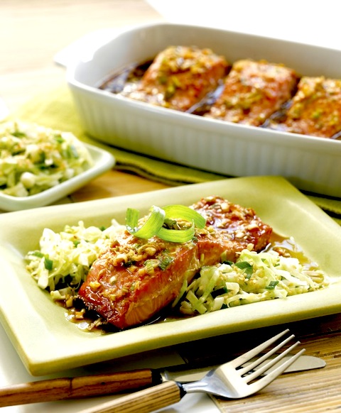 Salmon Teriyaki with Cabbage Salad