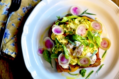 Scrambled Farm Egg and Stone Crab Tartine