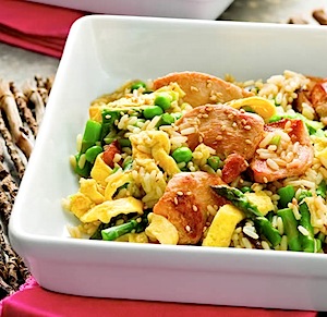 Stir Fried Chicken and Rice with Spring Vegetables