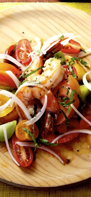 Tomato Salad with Shrimp and Black Volcanic Sea Salt