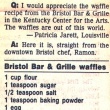 Bristol Bar and Grille Waffles with Honey Butter (1980's)