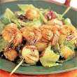 Caesar Salad with Lemongrass-Skewered Shrimp and Scallops