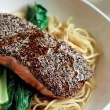 Chia-Crusted Salmon with Asian Greens and Tamari Dressing