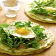 Giada's Crispy Breakfast Pitas with mascarpone, arugula and prosciutto)
