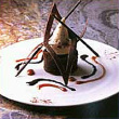 Crunchy Flourless Chocolate Cake with Deep Chocolate Sauce and Caramel Sauce