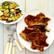 Greek Pork Chops with Zucchini and Feta (Melissa d'Arabian)