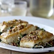 Halibut and Spinach with Orange-Pine Nut Vinaigrette