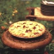 Lattice Crust Pie with Rhubarb, Peaches and Strawberries