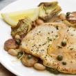 Lemon Chicken Cutlets with Crispy New Potatoes and Artichoke Hearts
