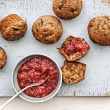 Mini Zucchini Banana Muffins with Berry Chia Jam