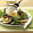 Mixed Greens with Candied Bacon and Poached Eggs