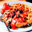 Multigrain Blueberry Waffles or Pancakes with Berry Syrup