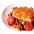 Walnut Crusted Salmon with Stewed Chickpeas and Kale
