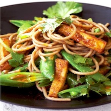 Almond Tofu with Snap Peas and Soba Noodles