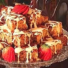 Cranberry Cake Squares with Warm Vanilla Sauce