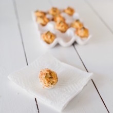 Hot Deviled Eggs with Spicy Crumb Topping