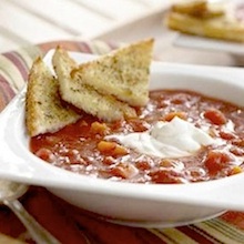 Italian Tomato Herb Soup with Sage Croutons (microwave)
