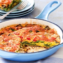 Layered Frittata with Leeks, Swiss Chard, and Tomatoes