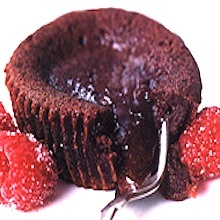 Molten Chocolate Cakes with Sugar-Coated Raspberries