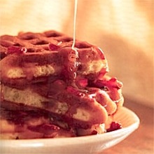 Pecan Waffles with Caramel-Bacon Sauce