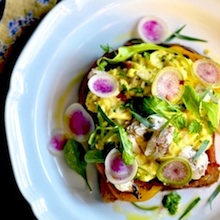 Scrambled Farm Egg and Stone Crab Tartine
