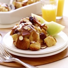 Sweet Caramel Strata with Almonds and Cherries