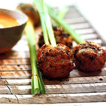 Thai Lobster and Lemongrass Sticks with Hot Peanut-Mint Dip